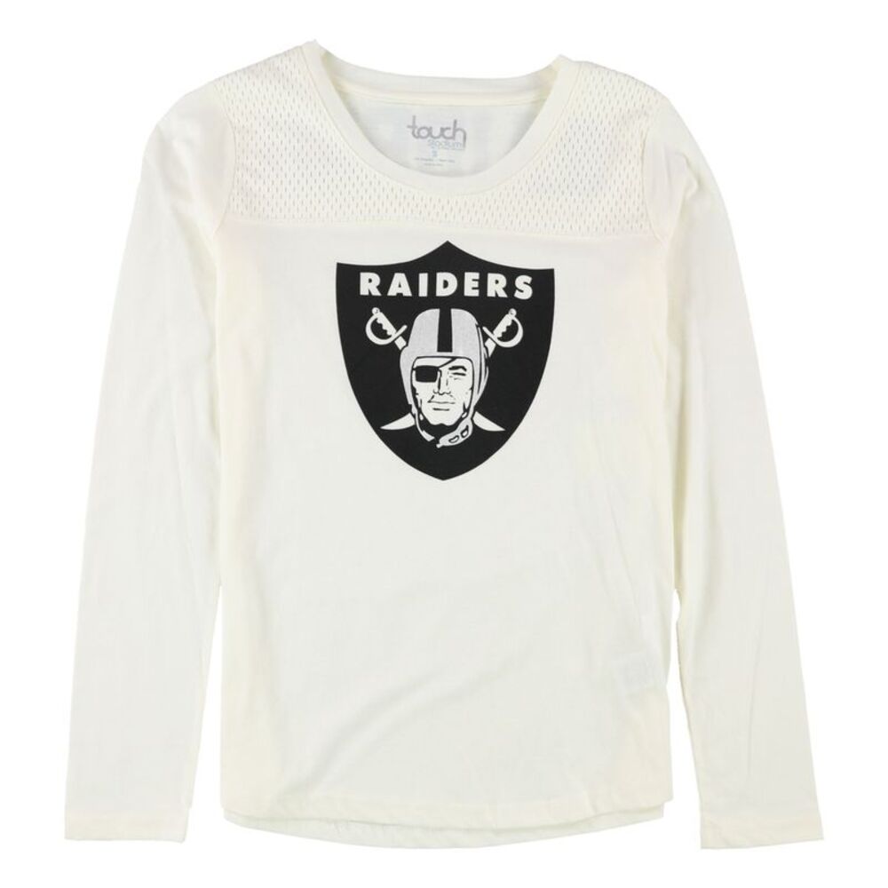 Touch Womens Raiders Logo Graphic T-Shirt, Off-White, S, DM